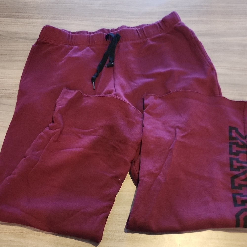 Victoria's Secret PINK Campus Sweatpants Wide Leg Size Large Maroon Color